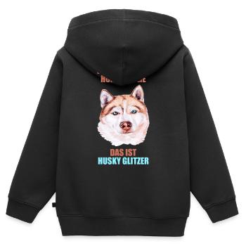 Husky Glitzer Hundehalter Hundehaare - Kinder Premium Organic Zip Hoodie - Schwarz - Hinten - AI Model Kid Male (0cm)