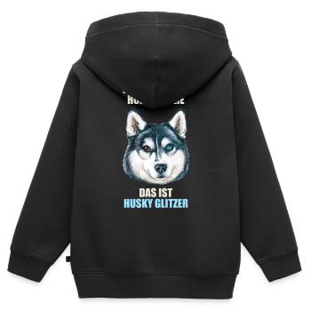 Husky Glitzer Hundehalter Hundehaare - Kinder Premium Organic Zip Hoodie - Schwarz - Hinten - AI Model Kid Male (0cm)