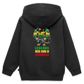 Jamaika Löwen Reggae Musik - Kinder Premium Organic Zip Hoodie - Schwarz - Hinten - AI Model Kid Male (0cm)