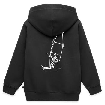 Croquis de planche à voile - Sweat Premium à capuche zippé enfant bio - noir - Dos - AI Model Kid Male (0cm)