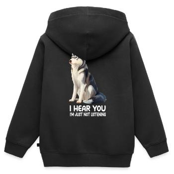Husky - Kinder Premium Organic Zip Hoodie - Schwarz - Hinten - AI Model Kid Male (0cm)