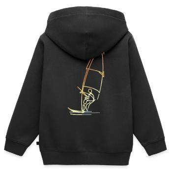 Windsurfer Skizze Vintage - Kinder Premium Organic Zip Hoodie - Schwarz - Hinten - AI Model Kid Male (0cm)