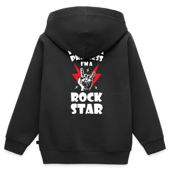 Je ne suis pas une princesse, je suis une - Sweat Premium à capuche zippé enfant bio - noir - Dos - AI Model Kid Male (0cm)