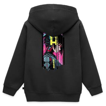 Cyborg Woman symbole futurisque - Sweat Premium à capuche zippé enfant bio - noir - Dos - AI Model Kid Male (0cm)