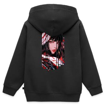 Cyborg Woman blanc kanji - Sweat Premium à capuche zippé enfant bio - noir - Dos - AI Model Kid Male (0cm)