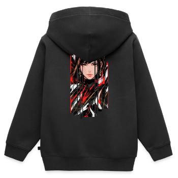 Cyberpunk Marmor Frau - Kinder Premium Organic Zip Hoodie - Schwarz - Hinten - AI Model Kid Male (0cm)