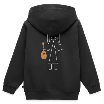 Ukulélé hawaïen ukulélé Ukulélé Girl - Sweat Premium à capuche zippé enfant bio - noir - Dos - AI Model Kid Male (0cm)