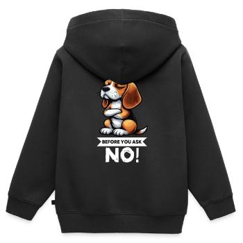 Avant de demander Beagle Beagle Propriétaire de Beagle Beagle Holder - Sweat Premium à capuche zippé enfant bio - noir - Dos - AI Model Kid Male (0cm)