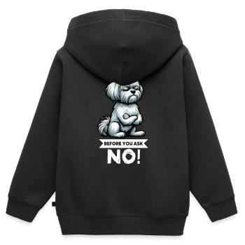 Before You Ask Malteser Maltese Owners Maltese - Kids Premium Organic Zip-up Hoodie - black - Back - AI Model Kid Male (0cm)