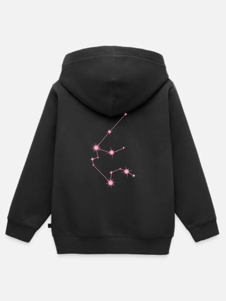 Aquarius Zodiac Sign Star Constellation Pink - Premium børne zip-hættetrøje økologisk - sort