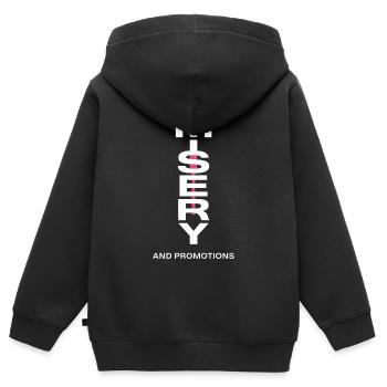 Manifesting Misery Typografie - Kinder Premium Organic Zip Hoodie - Schwarz - Hinten - AI Model Kid Male (0cm)