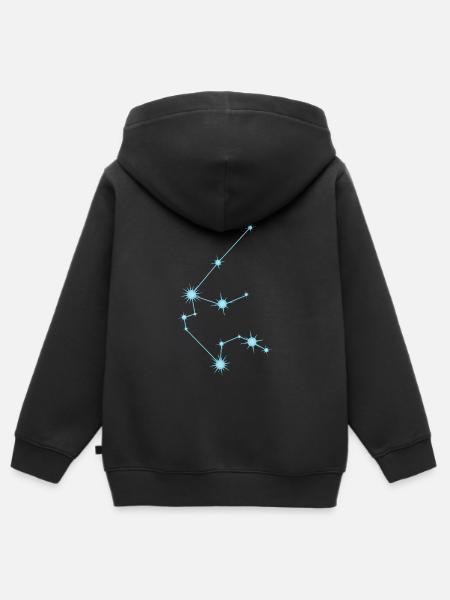 Aquarius Zodiac Sign Star Constellation Blue - Premium børne zip-hættetrøje økologisk - sort