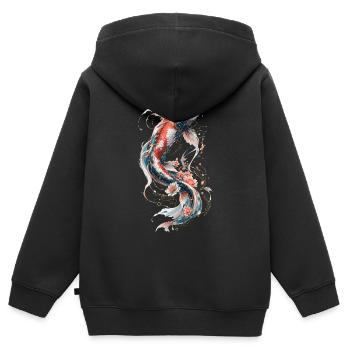 Florale Mechanische Koi - Kinder Premium Organic Zip Hoodie - Schwarz - Hinten - AI Model Kid Male (0cm)