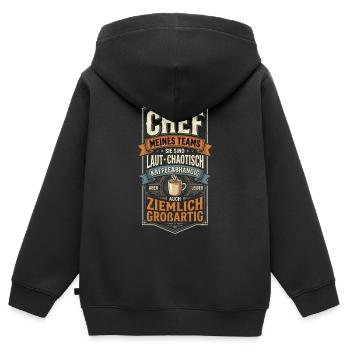 Chef Mitarbeiter Team Chaos Kaffee Humor - Kinder Premium Organic Zip Hoodie - Schwarz - Hinten - AI Model Kid Male (0cm)