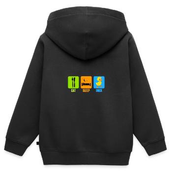 Duck Duck Eat Sleep Gift - Sweat Premium à capuche zippé enfant bio - noir - Dos - AI Model Kid Male (0cm)