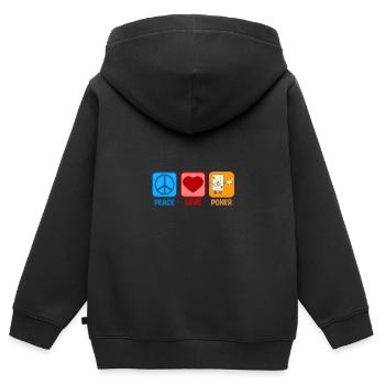 Poker Dabbing Peace Love Gift - Sweat Premium à capuche zippé enfant bio - noir - Dos - AI Model Kid Male (0cm)