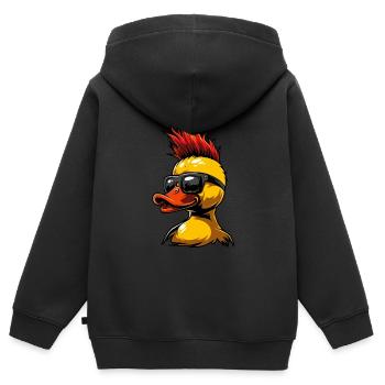 Gummientenpunk - Kinder Premium Organic Zip Hoodie - Schwarz - Hinten - AI Model Kid Male (0cm)