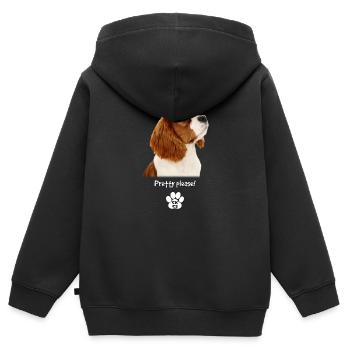 Jolie s'il-vous-plaît - Sweat Premium à capuche zippé enfant bio - noir - Dos - AI Model Kid Male (0cm)