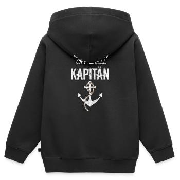 Ich bin nun offiziell Kapitän Anker - Kinder Premium Organic Zip Hoodie - Schwarz - Hinten - AI Model Kid Male (0cm)