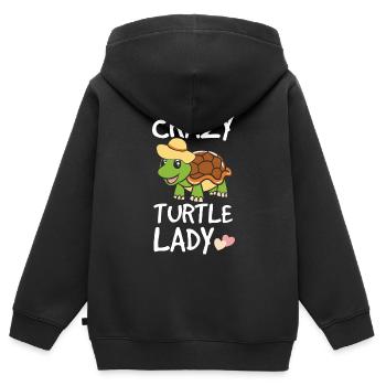 Funny Turtle Crazy Turtle Lady Gift - Kids Premium Organic Zip-up Hoodie - black - Back - AI Model Kid Male (0cm)