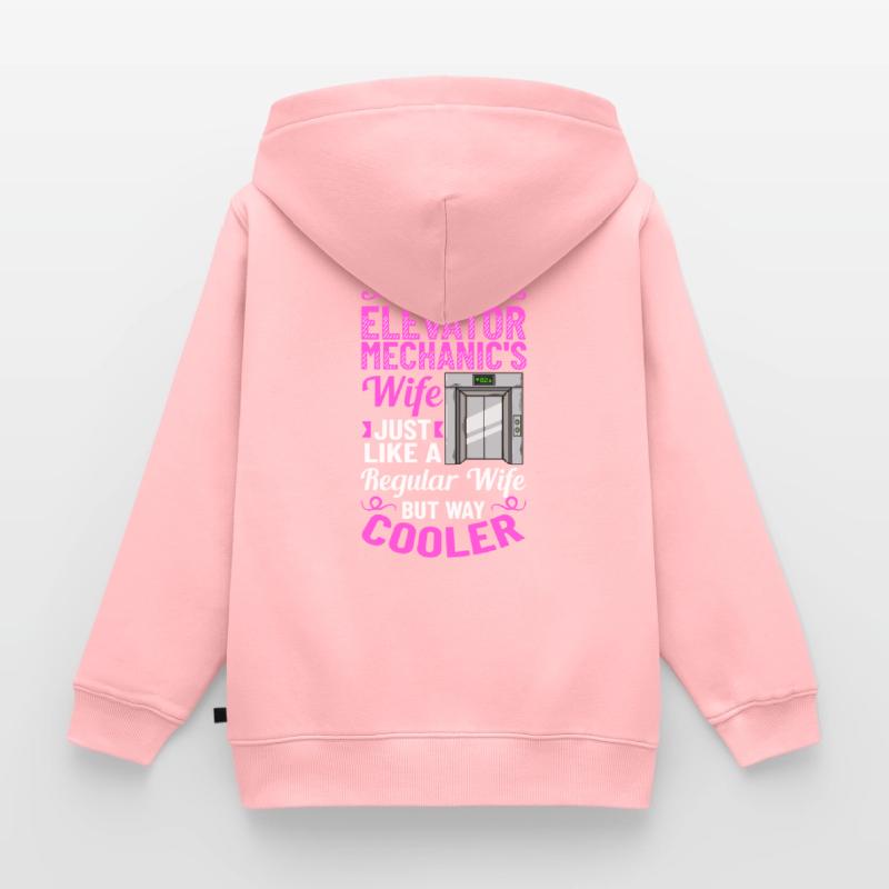 Elevator Elevator System Technician Woman Elevator Elevator Kids Premium Organic Zip-up Hoodie