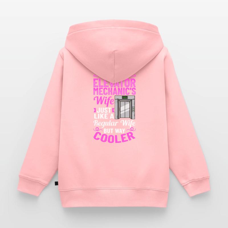 Elevator Elevator System Technician Woman Elevator Elevator Kids Premium Organic Zip-up Hoodie