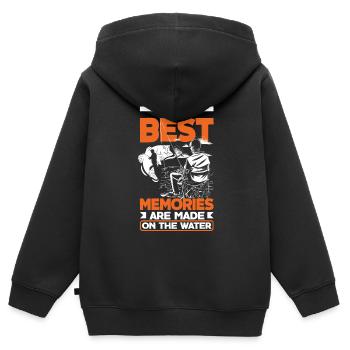 The Best Memories Made On The Water Father's Day - Kids Premium Organic Zip-up Hoodie - black - Back - AI Model Kid Male (0cm)