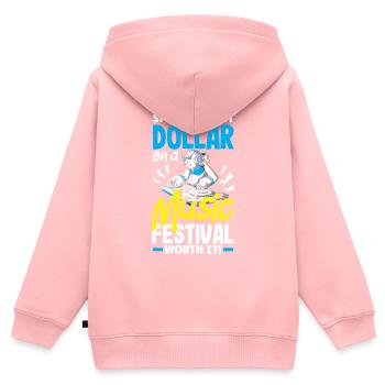 J’ai dépensé mon dernier dollar pour un festival de musique. Valeur - Sweat Premium à capuche zippé enfant bio - rose - Dos - AI Model Kid Female (0cm)