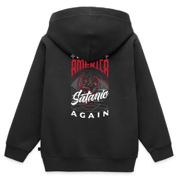 Satan Make America Satanic Again Occult - Kinder Premium Organic Zip Hoodie - Schwarz - Hinten - AI Model Kid Male (0cm)