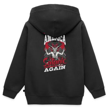 Satan Make America Satanic Again Occult - Kinder Premium Organic Zip Hoodie - Schwarz - Hinten - AI Model Kid Male (0cm)