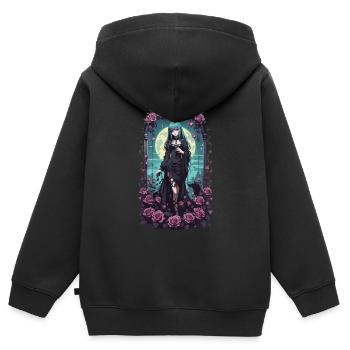 Anime Gothic Girl Magische Viktorianische Ästhet - Kinder Premium Organic Zip Hoodie - Schwarz - Hinten - AI Model Kid Male (0cm)