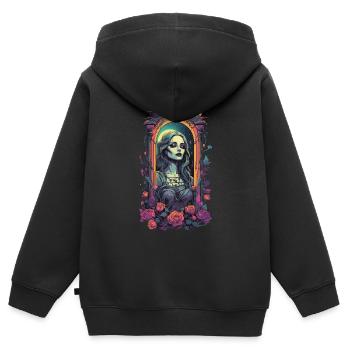 Viktorianische Gothic Aesthetic Retro Girl - Kinder Premium Organic Zip Hoodie - Schwarz - Hinten - AI Model Kid Male (0cm)