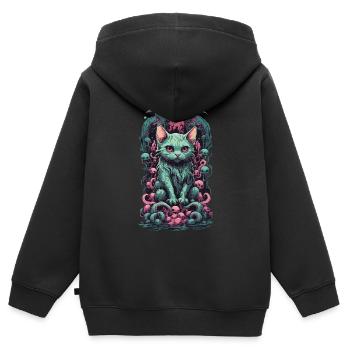 Katzen Dämon Tentakel Unterwelt Gothic Kunst - Kinder Premium Organic Zip Hoodie - Schwarz - Hinten - AI Model Kid Male (0cm)