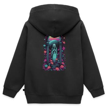 Retro Goth Vaporwave Viktorianisch Streetwear - Kinder Premium Organic Zip Hoodie - Schwarz - Hinten - AI Model Kid Male (0cm)