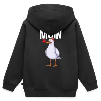 Moin Möwe - Kinder Premium Organic Zip Hoodie - Schwarz - Hinten - AI Model Kid Male (0cm)