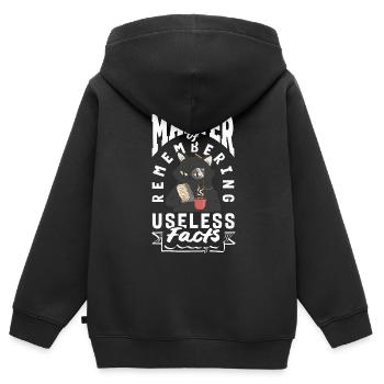 Master of Remembering Useless Facts Funny Cat - Kinder Premium Organic Zip Hoodie - Schwarz - Hinten - AI Model Kid Male (0cm)