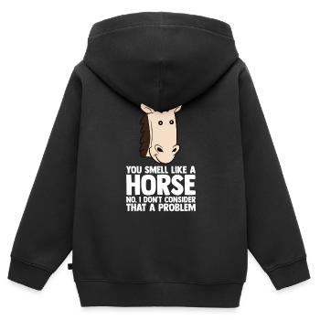 Amoureux des chevaux Équitation équestre - Sweat Premium à capuche zippé enfant bio - noir - Dos - AI Model Kid Male (0cm)