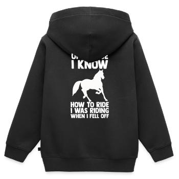 Amoureux des chevaux Équitation équestre - Sweat Premium à capuche zippé enfant bio - noir - Dos - AI Model Kid Male (0cm)