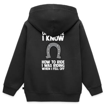 Amoureux des chevaux Équitation équestre - Sweat Premium à capuche zippé enfant bio - noir - Dos - AI Model Kid Male (0cm)
