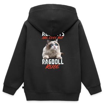 Poupée de chiffon - Sweat Premium à capuche zippé enfant bio - noir - Dos - AI Model Kid Male (0cm)