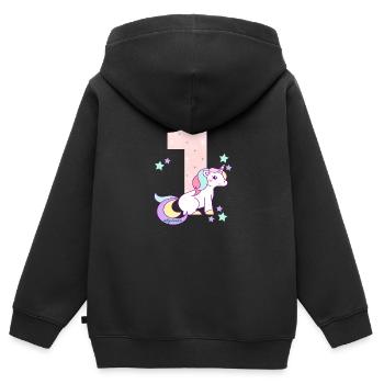 Birthday number 1 unicorn star stars - Kids Premium Organic Zip-up Hoodie - black - Back - AI Model Kid Male (0cm)