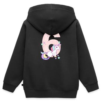 Geburtstag Zahl 6 Einhorn Stern Sterne - Kinder Premium Organic Zip Hoodie - Schwarz - Hinten - AI Model Kid Male (0cm)