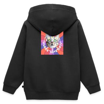 Peace and love 60's - Sweat Premium à capuche zippé enfant bio - noir - Dos - AI Model Kid Male (0cm)