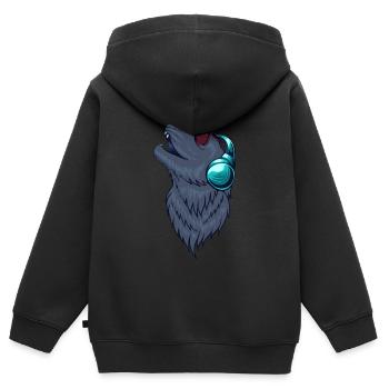 Wolf - Wolf Lover - Wolfstar - Wölfe - Lone Wolf - Kinder Premium Organic Zip Hoodie - Schwarz - Hinten - AI Model Kid Male (0cm)