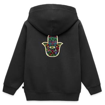 Hand der Fatima - Kinder Premium Organic Zip Hoodie - Schwarz - Hinten - AI Model Kid Male (0cm)
