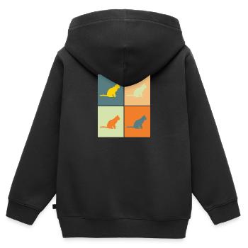 Pop-Art chat cadeau idéal pour l’anniversaire - Sweat Premium à capuche zippé enfant bio - noir - Dos - AI Model Kid Male (0cm)