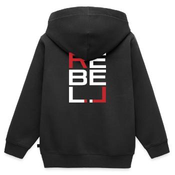 REBELL weiß-rot - Kinder Premium Organic Zip Hoodie - Schwarz - Hinten - AI Model Kid Male (0cm)