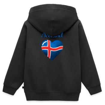Le drapeau de l’Islande - Sweat Premium à capuche zippé enfant bio - noir - Dos - AI Model Kid Male (0cm)