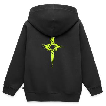 Messianische Juden Kreuz Symbol - Kinder Premium Organic Zip Hoodie - Schwarz - Hinten - AI Model Kid Male (0cm)