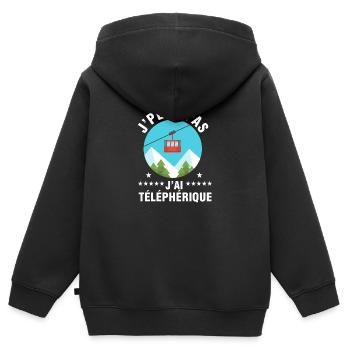 j'peux pas j'ai téléphérique - Sweat Premium à capuche zippé enfant bio - noir - Dos - AI Model Kid Male (0cm)